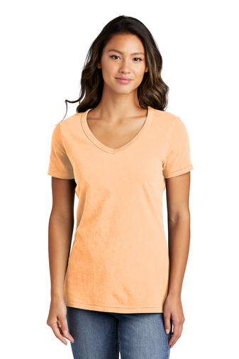 Port & Company Ladies Beach Wash Garment-Dyed  5.5-ounce, 100% Cotton V-Neck T-shirt